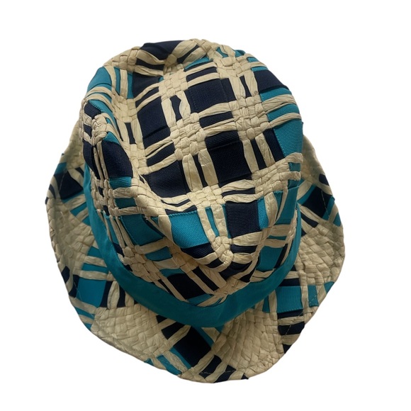 Peter Grim Fedora,Sun, hat,Multi colored blue,turquoise, weaved,navy blue,tan,OS - Picture 7 of 7